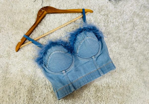 Denim fur bustier