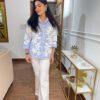 Ammy striped flower embossed shirt
