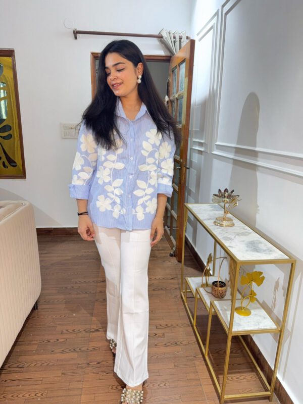 Ammy striped flower embossed shirt