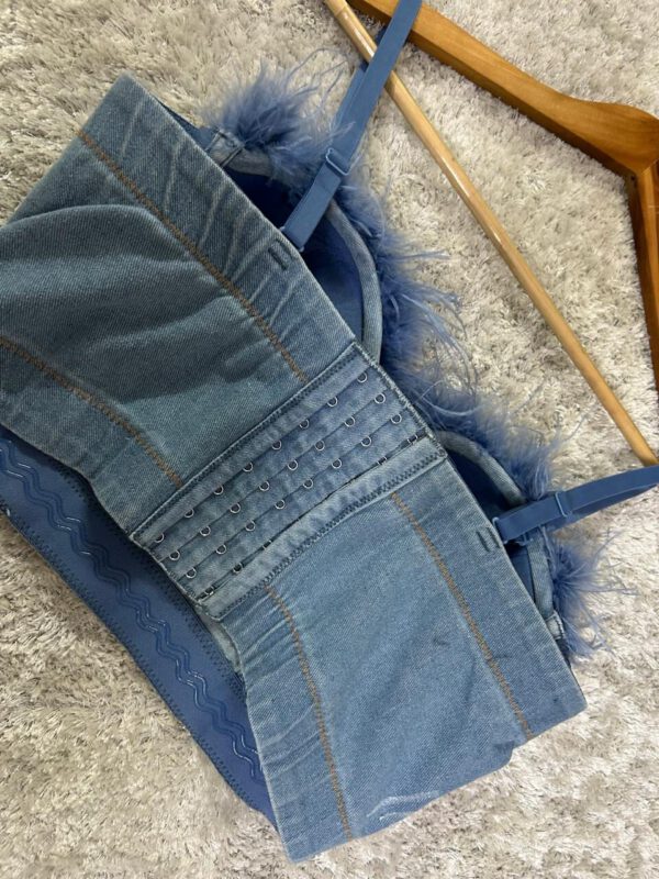Denim fur bustier - Image 3
