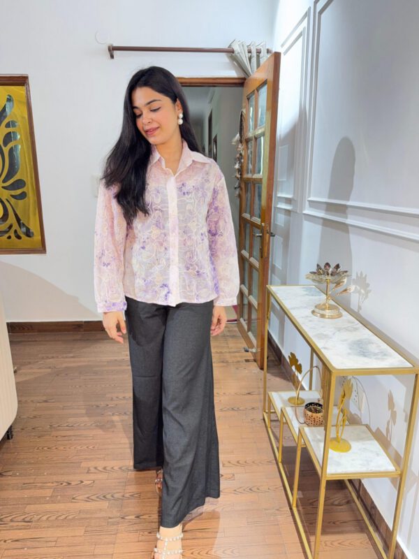 Thread embroidered shirt on georgette - Image 4