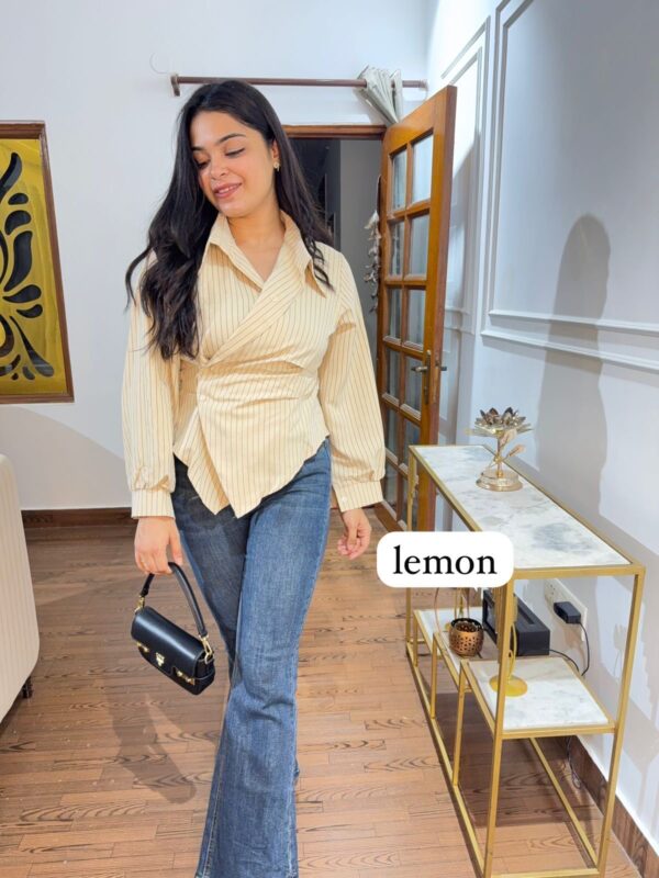 Stripe button tie-on shirt - Image 7