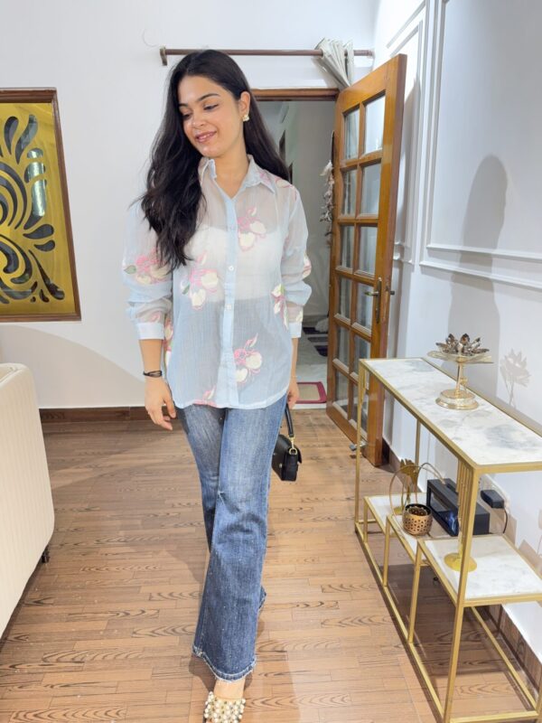 Rita embellished tissue shirt - Image 5