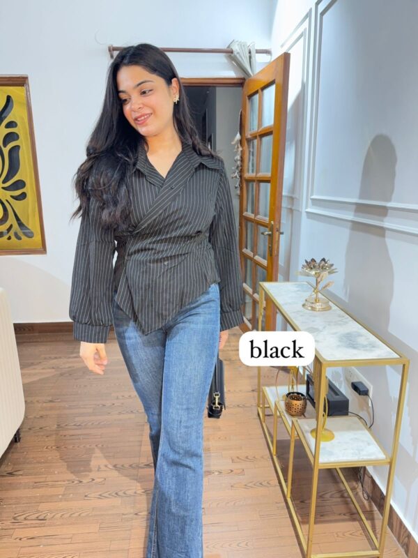Stripe button tie-on shirt - Image 10