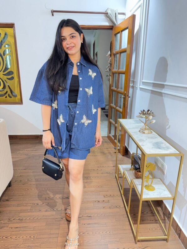 Butterfly denim shorts set - Image 2