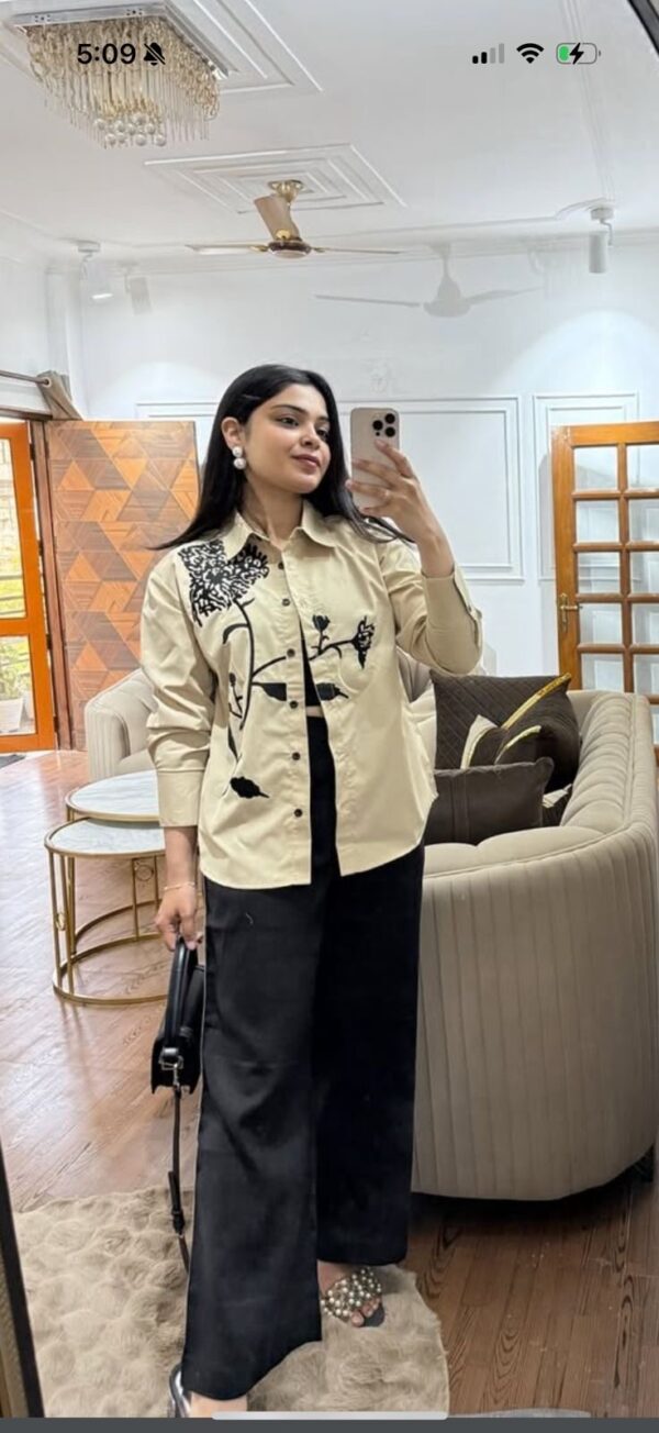 Beige embroidered shirt
