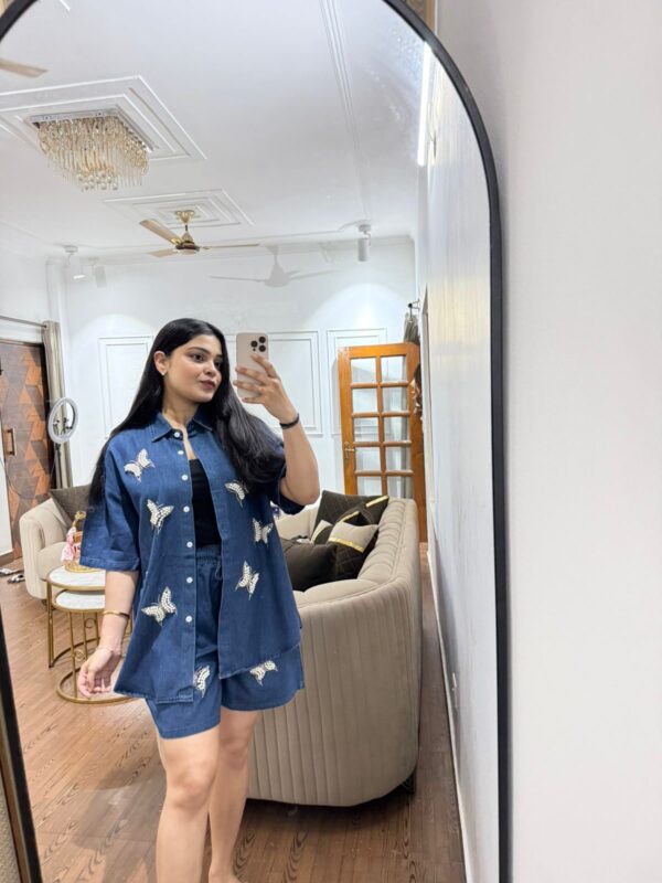Butterfly denim shorts set - Image 4