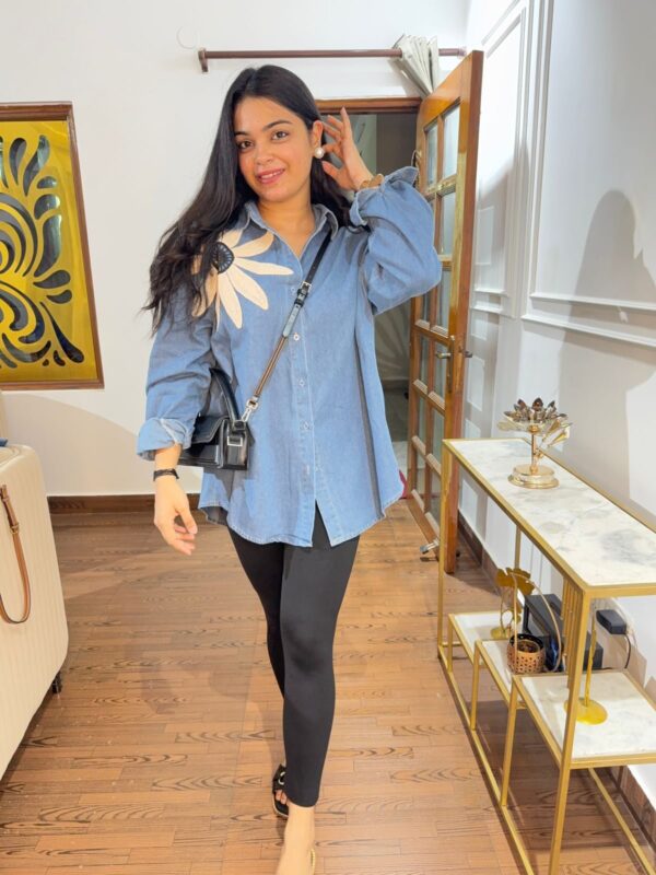 Flower denim shirt