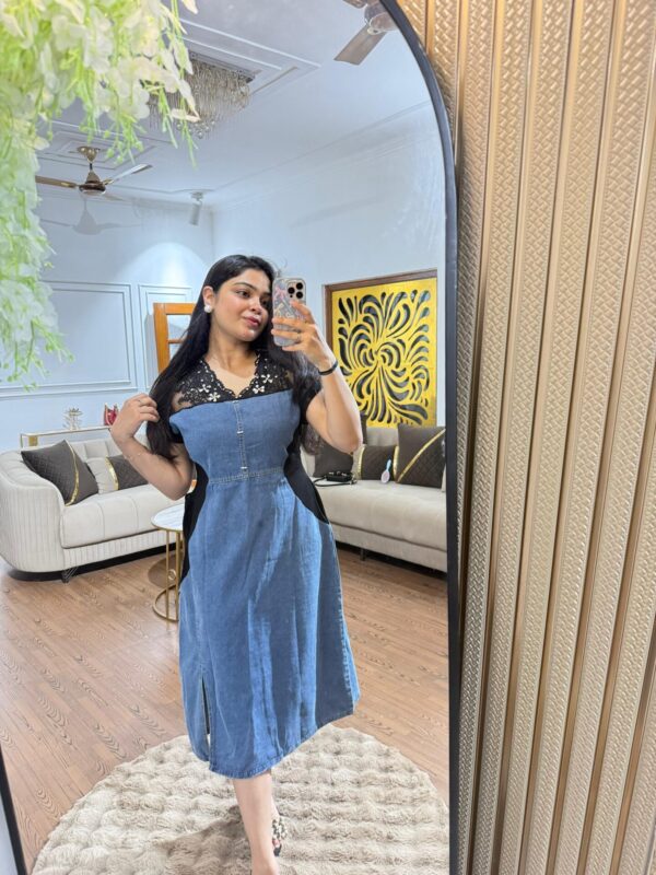 Lace denim dress - Image 2
