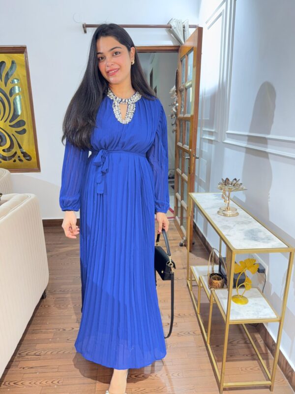 Embellished pleated dress