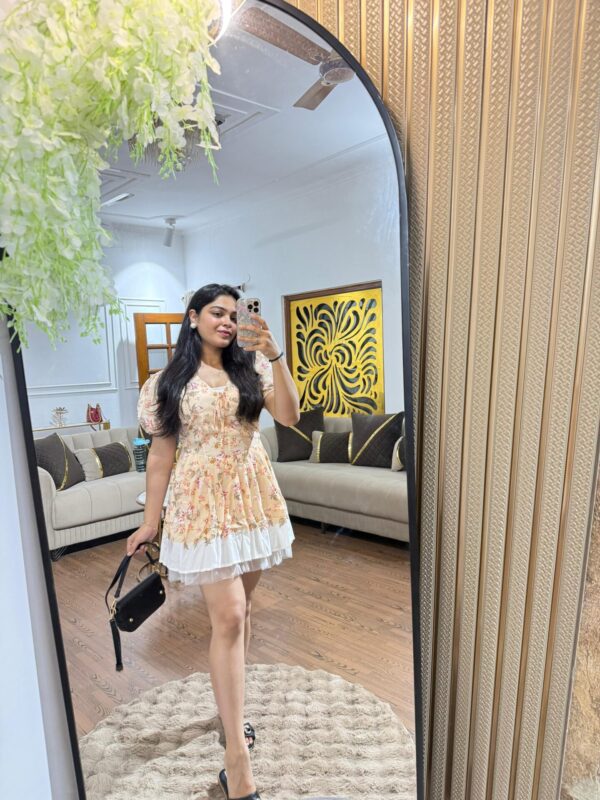 Printed v- neck dress