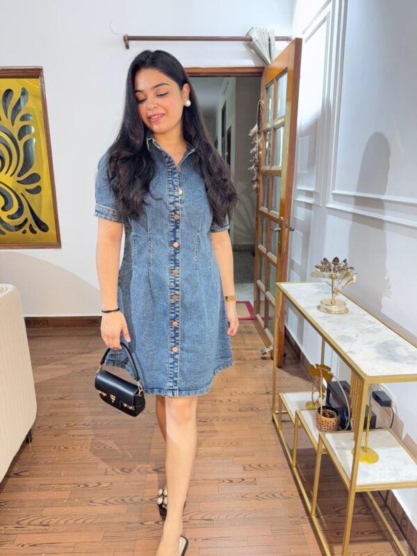 Stretch denim dress - Image 7