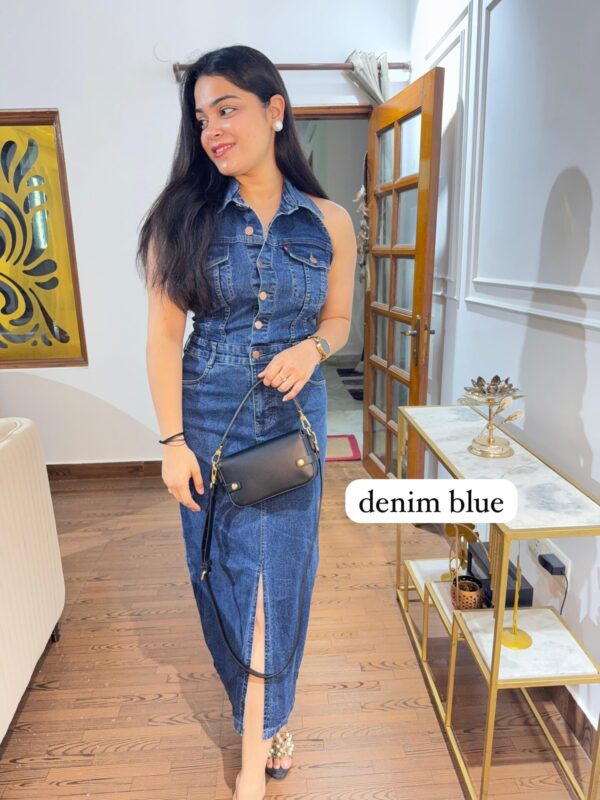 Denim halter dress - Image 4
