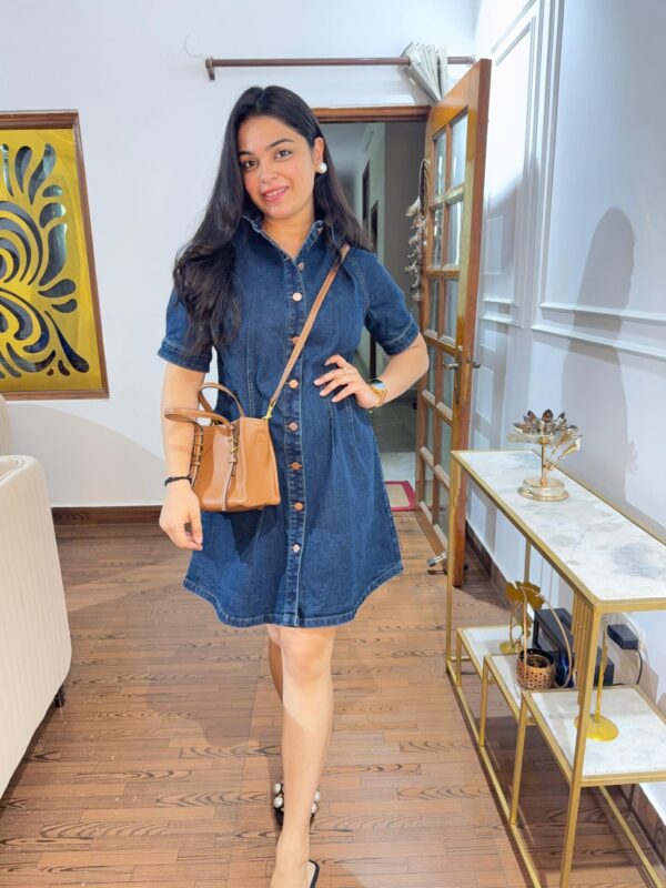 Stretch denim dress - Image 4
