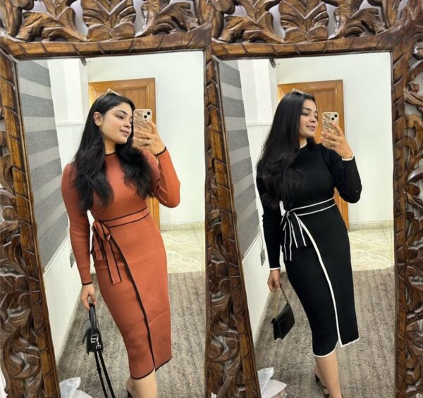 Ribbed tie-on dress