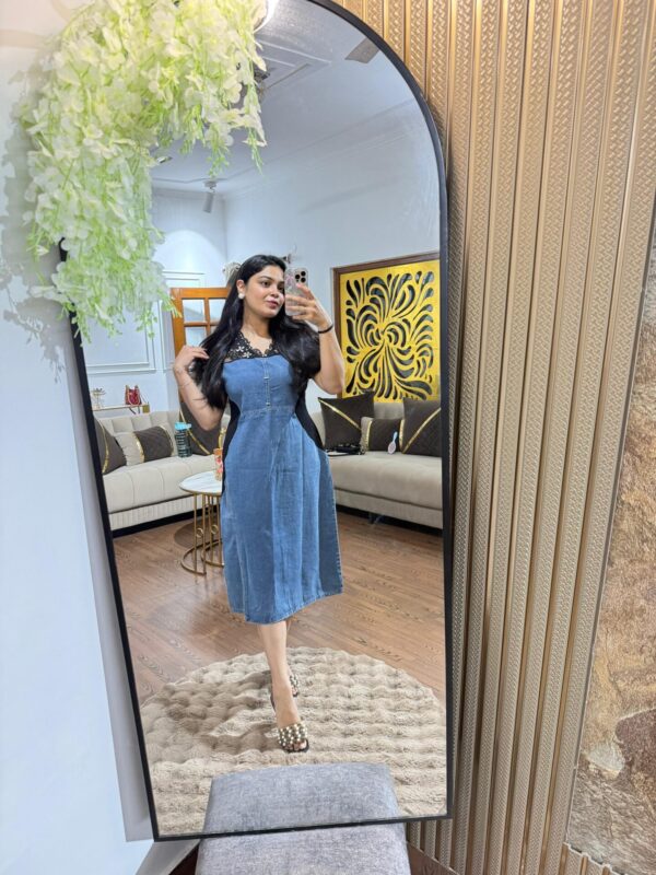 Lace denim dress