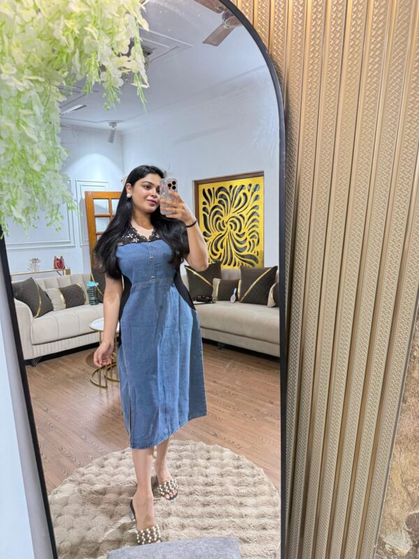 Lace denim dress - Image 4