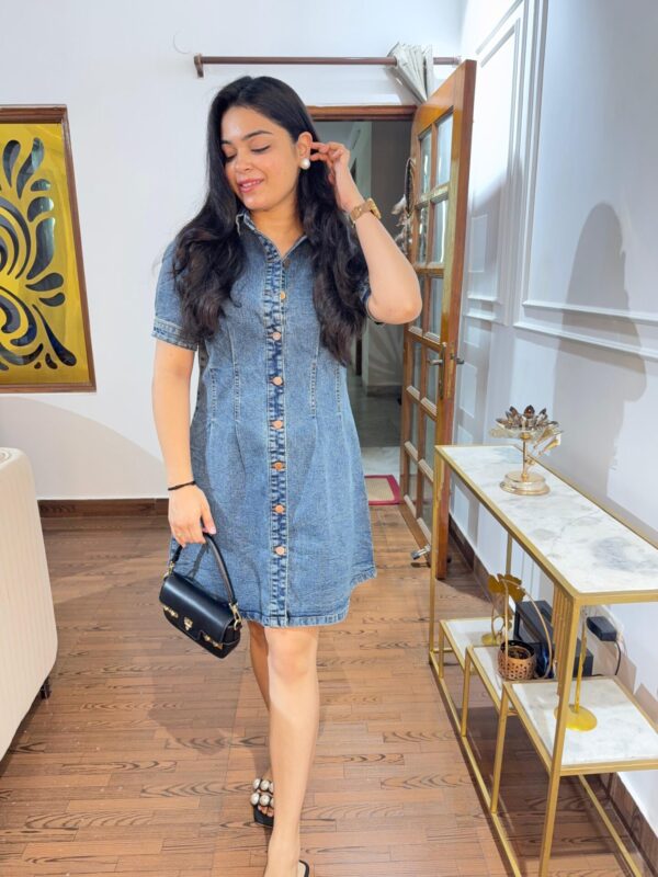 Stretch denim dress - Image 8