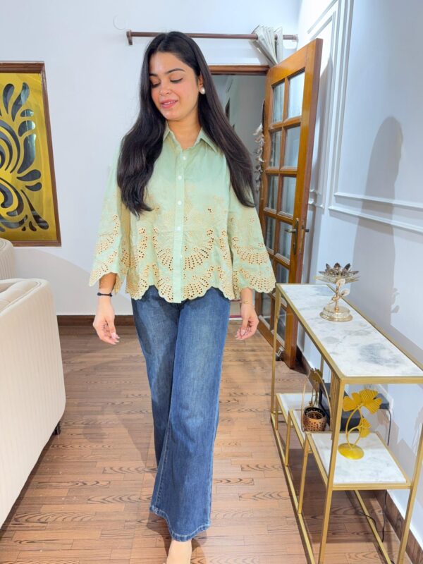 Cutwork schiffli shirt