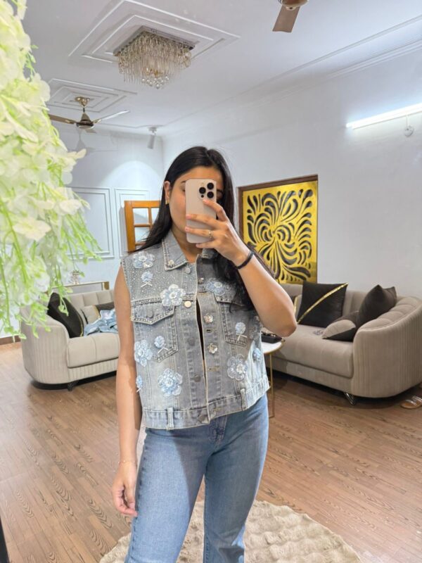 Embellished denim jacket - Image 3