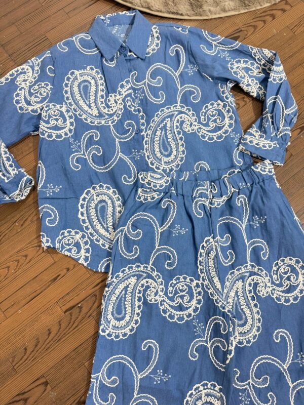 Paisley embroidered denim coord set - Image 5