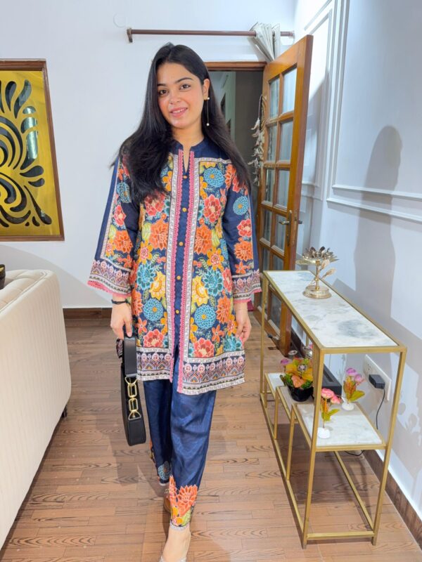 Muslin printed lace coord