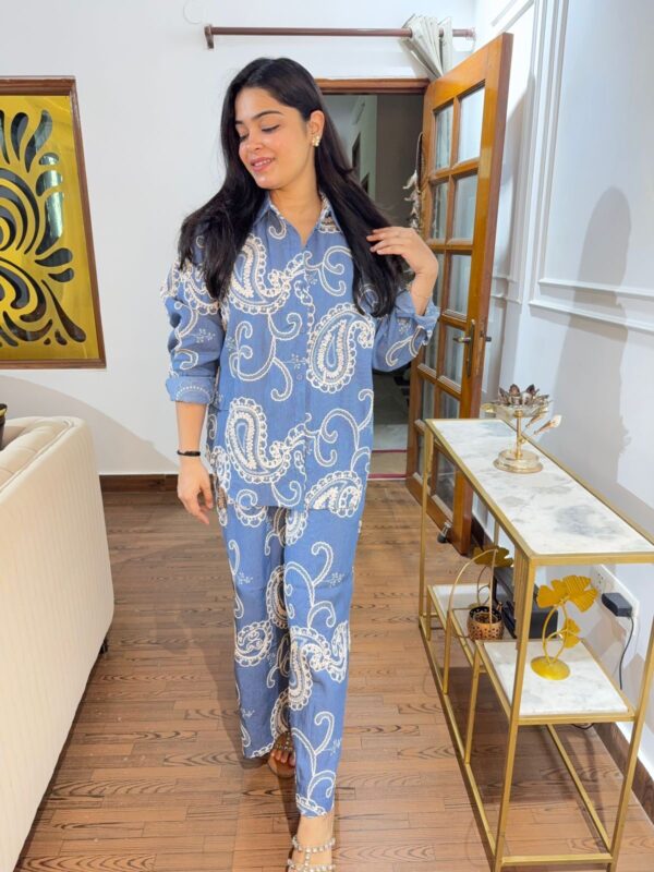 Paisley embroidered denim coord set - Image 3