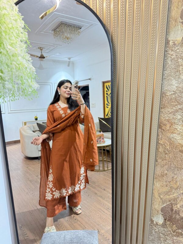 Cotton embroidered suit