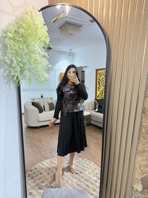 Dress with leather jacket - Image 2