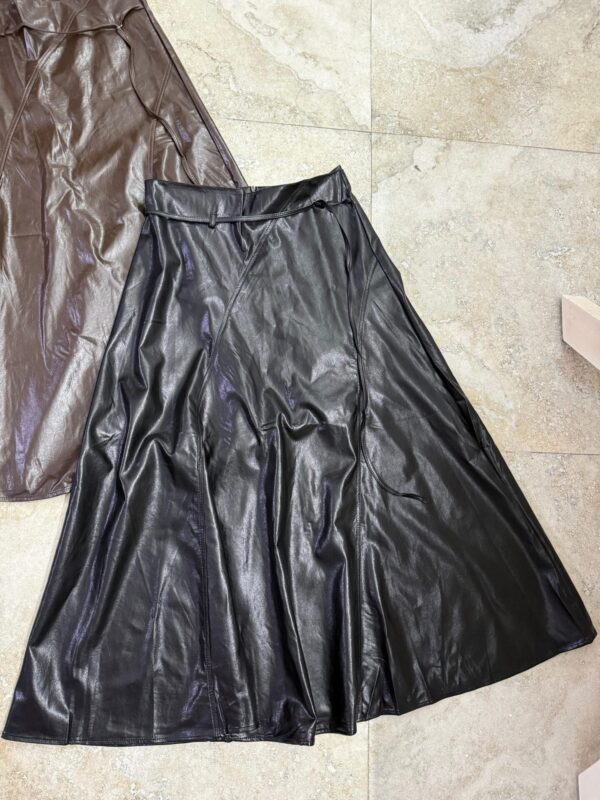 Flare shiny leather skirt - Image 5