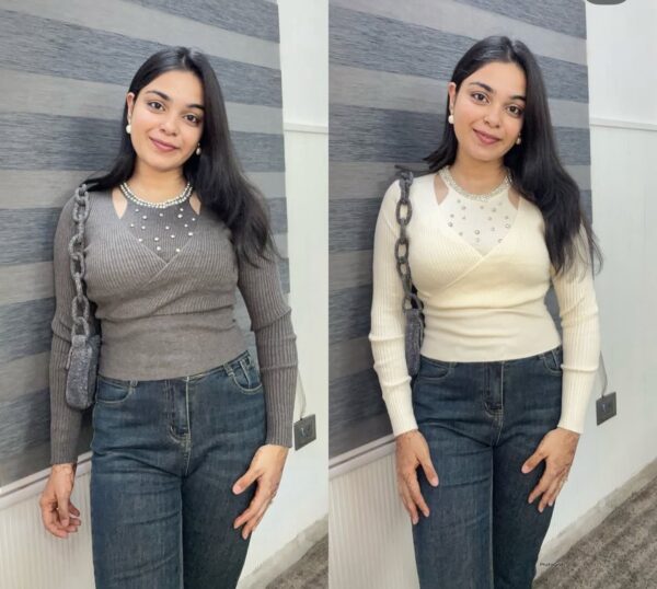 Ribbed cold shoulder top - Image 2