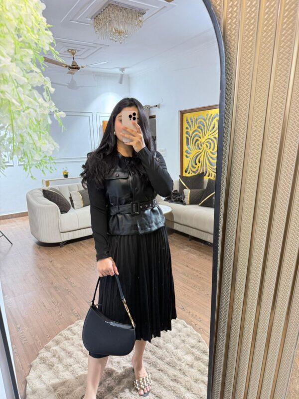 Dress with leather jacket - Image 3