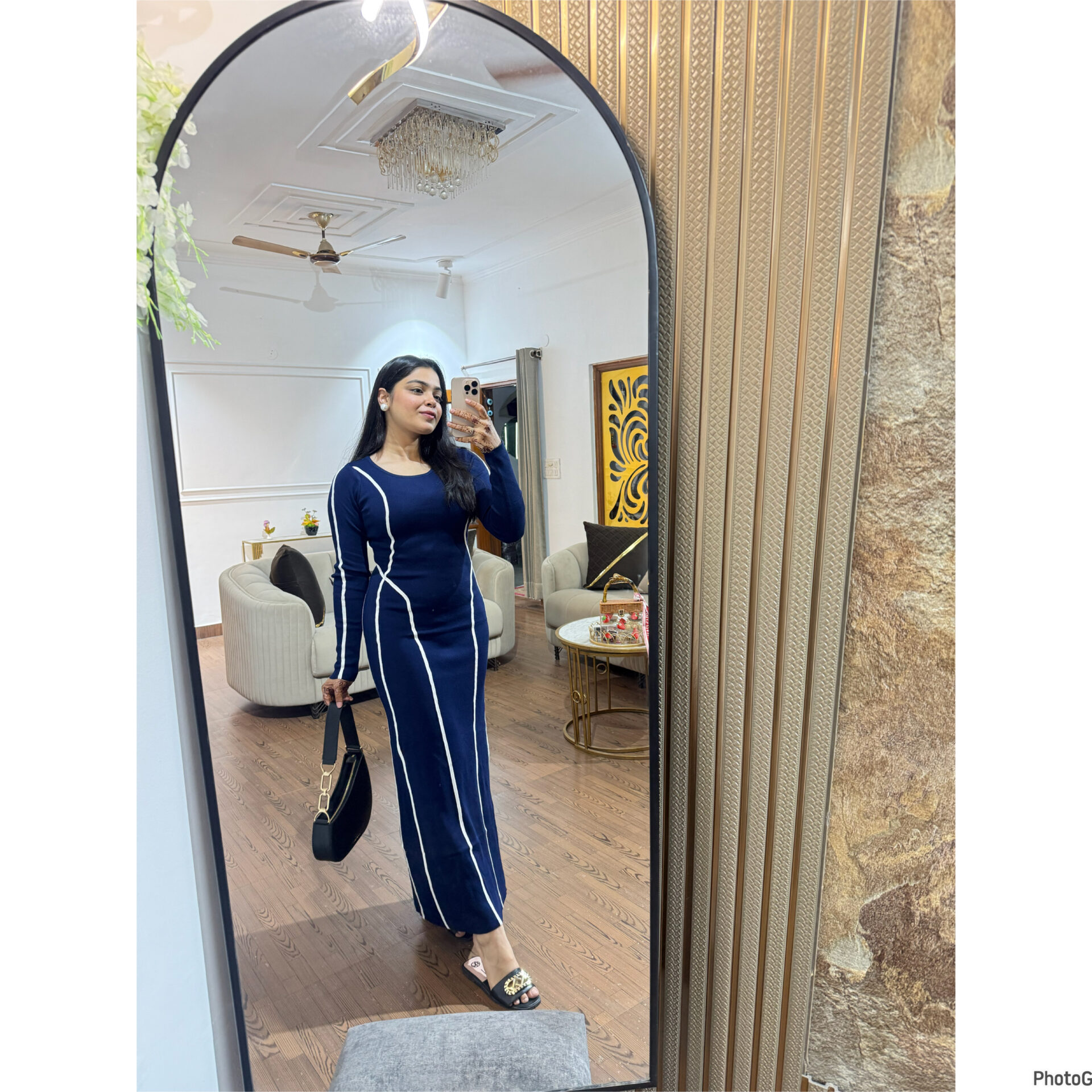 Daisy striped knitted dress