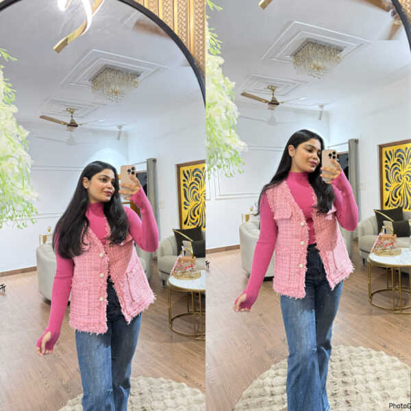 Tweed shimmer vest blazer - Image 4