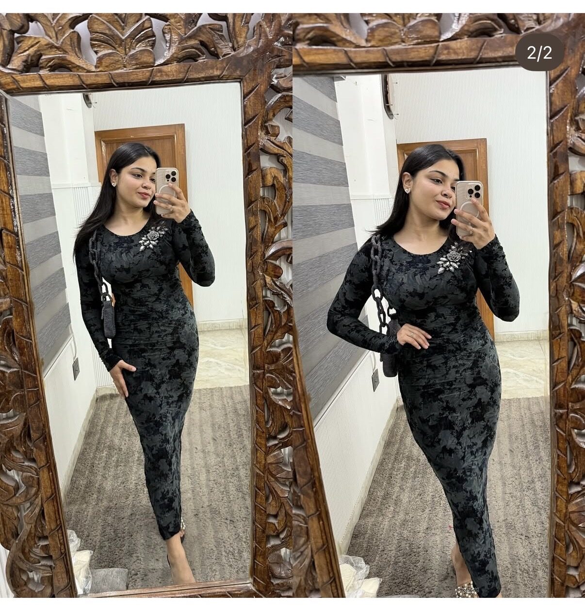 Velvet embellished dress